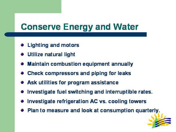 Conserve Energy and Water